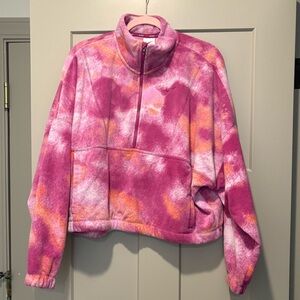 Nike Pink & Orange Tie-Dye Fleece Pullover